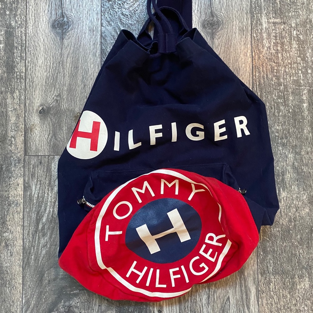Tommy Hilfiger Canvas Shoulder Drawstring Bag - image 2